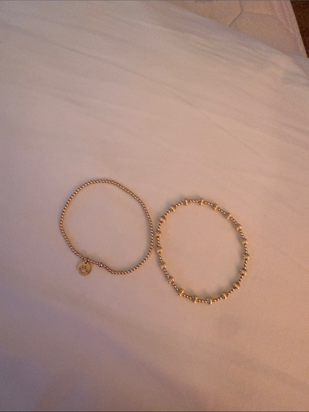 Delicate Gold-Tone Beaded Bracelets, Set of 2